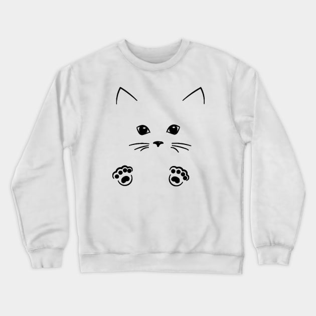 outline cat face drawing Crewneck Sweatshirt by samoel